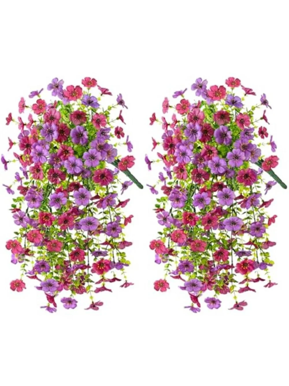 2Pcs Artificial Fake Flowers Outdoor Hanging UV Resistant Faux Daisy Patio Decor